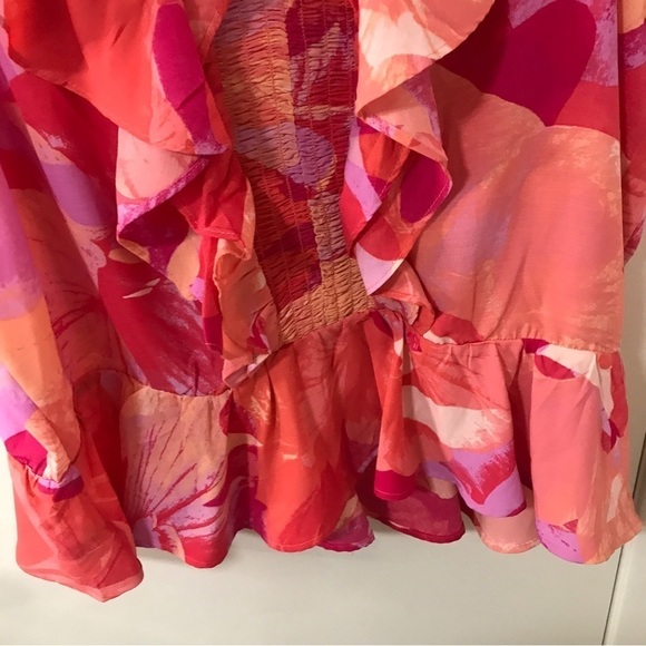 3/$15*New* Sofia Vergara smocked frame ruffle top Peach amber Pomona petals XXXL - Picture 8 of 12